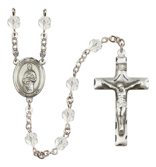 Silver Plated 6mm Fire Polished Saint Eligius Rosary in Crystal