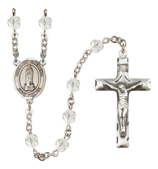 Silver Plated 6mm Fire Polished Our Lady of Kibeho Rosary in Crystal