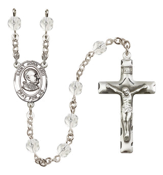 Silver Plated 6mm Fire Polished Saint John Xxiii Rosary in Crystal