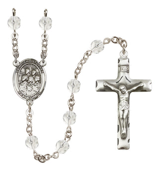 Silver Plated 6mm Fire Polished Saint Christopher / Choir Rosary in Crystal