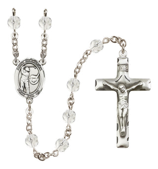 Silver Plated 6mm Fire Polished Saint Sebastian / Golf Rosary in Crystal