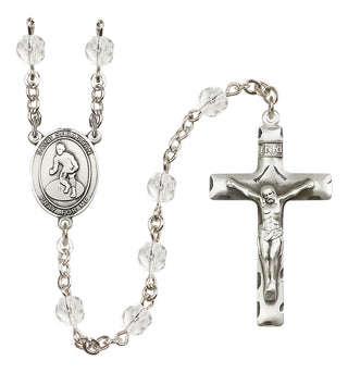 Silver-Plated 6mm Saint Sebastian/Wrestling Rosary