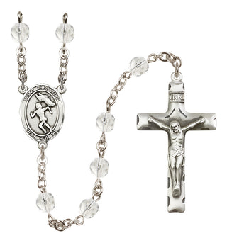 Silver-Plated 6mm Saint Sebastian /Track&Field-Women Rosary