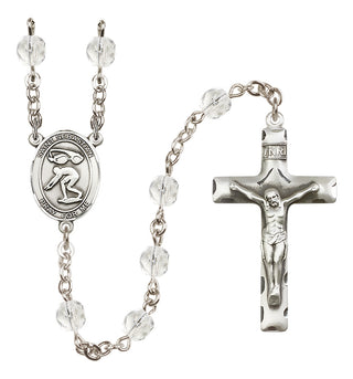 Silver-Plated 6mm Saint Sebastian/Swimming Rosary