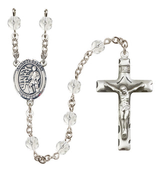 Silver Plated 6mm Fire Polished Saint Sebastian/Karate Rosary in Crystal