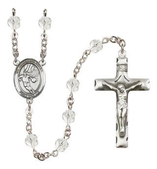 Silver-Plated 6mm Guardian Angel/Basketball Rosary