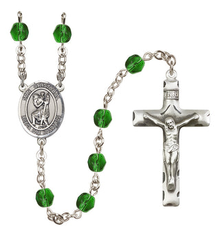 Silver-Plated 6mm San Cristobal  Engraved Catholic Rosaries