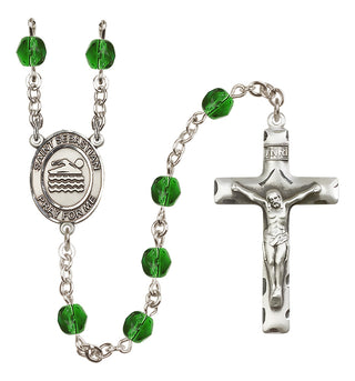 Silver-Plated 6mm Saint Sebastian/Swimming Rosary