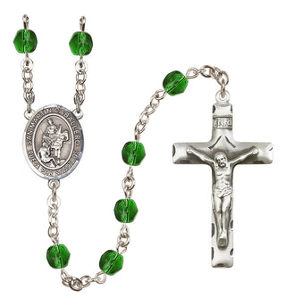 Silver Plated 6mm Fire Polished San Martin Caballero Rosary in Emerald