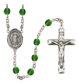 Silver Plated 6mm Fire Polished Saint Juliana of Cumae Rosary in Emerald