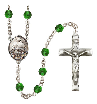Silver Plated 6mm Fire Polished Pope Francis Rosary in Emerald