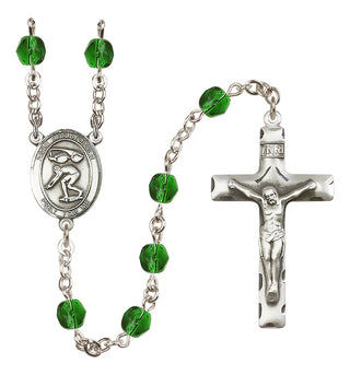 Silver-Plated 6mm Saint Christopher/Swimming Rosary