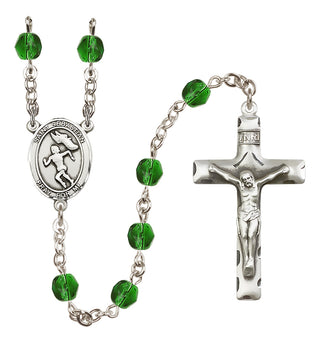 Silver-Plated 6mm Saint Sebastian /Track&Field-Women Rosary