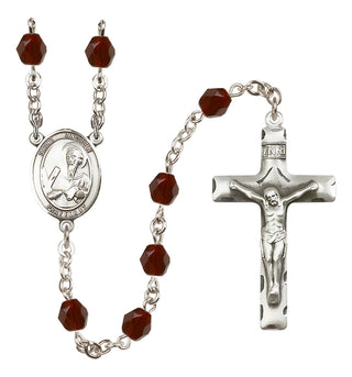 Silver Plated 6mm Fire Polished Saint Andrew the Apostle Rosary in Garnet