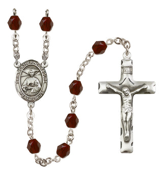 Silver-Plated 6mm Saint Catherine Laboure  Engraved Catholic Rosaries