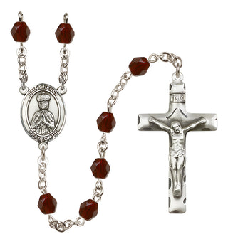 Silver Plated 6mm Fire Polished Saint Henry II Rosary in Garnet