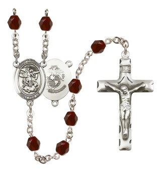 Silver-Plated 6mm Saint Michael / Marines Rosary