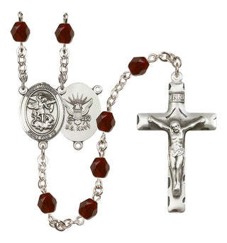 Silver-Plated 6mm Saint Michael / Navy Rosary