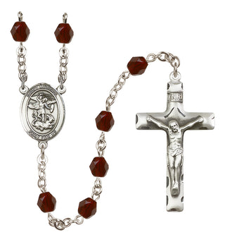 Silver-Plated 6mm Saint Michael the Archangel  Engraved Catholic Rosaries