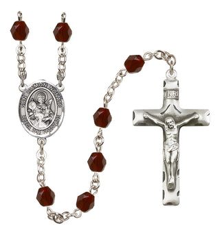 Silver Plated 6mm Fire Polished San Ramon Nonato Rosary in Garnet
