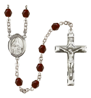 Silver Plated 6mm Fire Polished Saint Veronica Rosary in Garnet