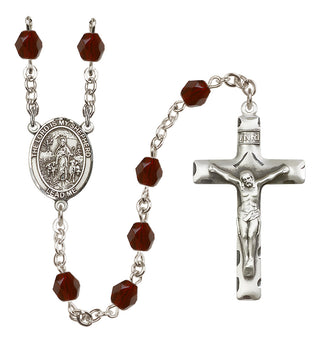 Silver Plated 6mm Fire Polished Lord Is My Shepherd Rosary in Garnet