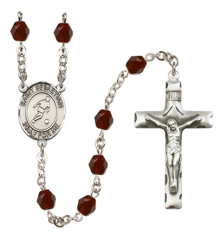 Silver-Plated 6mm Saint Sebastian/Soccer Rosary