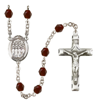 Silver Plated 6mm Fire Polished Saint Cecilia / Choir Rosary in Garnet