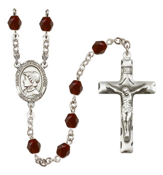 Silver-Plated 6mm Saint Elizabeth Ann Seton  Engraved Catholic Rosaries