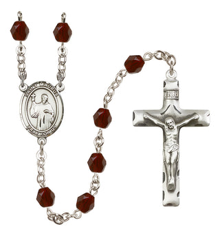 Silver-Plated 6mm Saint Maurus  Engraved Catholic Rosaries