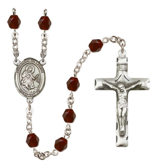 Silver Plated 6mm Fire Polished Our Lady of Mercy Rosary in Garnet