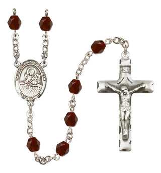 Silver Plated 6mm Fire Polished Saint Lidwina of Schiedam Rosary in Garnet