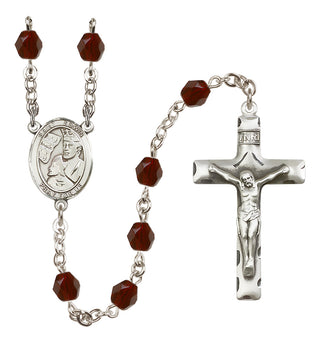 Silver-Plated 6mm Saint Edwin  Engraved Catholic Rosaries