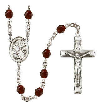 Silver-Plated 6mm Saint Fina  Engraved Catholic Rosaries