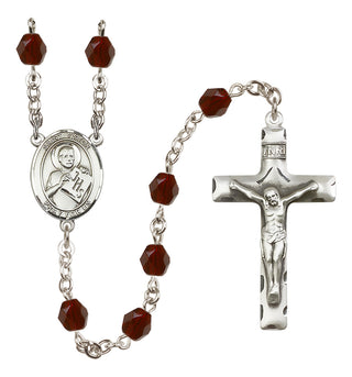 Silver-Plated 6mm Saint Viator of Bergamo  Engraved Catholic Rosaries