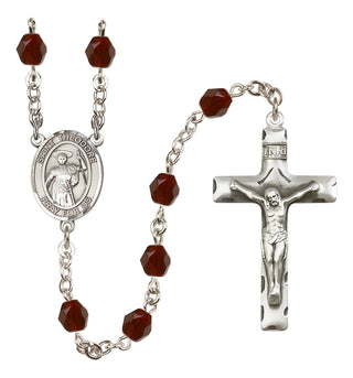 Silver Plated 6mm Fire Polished Saint Theodore Stratelates Rosary in Garnet