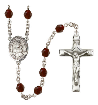 Silver Plated 6mm Fire Polished Our Lady of Czestochowa Rosary in Garnet