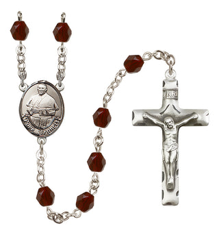 Silver Plated 6mm Fire Polished Pope Francis Rosary in Garnet