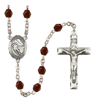 Silver-Plated 6mm Saint Sebastian / Hockey Rosary