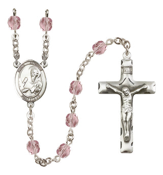 Silver Plated 6mm Fire Polished Saint Andrew the Apostle Rosary in Light Amethyst