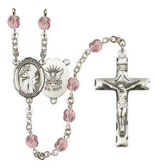 Silver-Plated 6mm Saint Brendan the Navigator / Navy Rosary