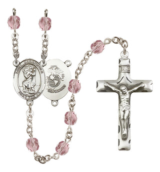 Silver-Plated 6mm Saint Christopher / Marines Rosary