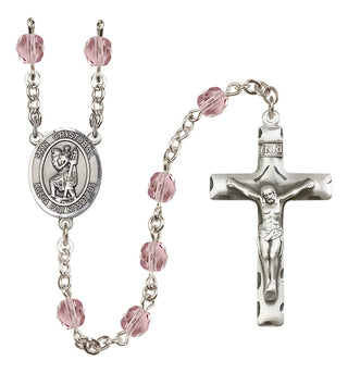 Silver Plated 6mm Fire Polished San Cristobal Rosary in Light Amethyst