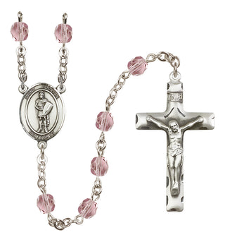 Silver-Plated 6mm Saint Florian  Engraved Catholic Rosaries