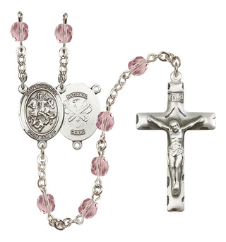 Silver-Plated 6mm Saint George / Nat'l Guard Rosary