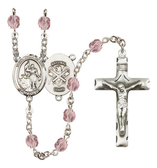 Silver-Plated 6mm Saint Joan of Arc / Nat'l Guard Rosary