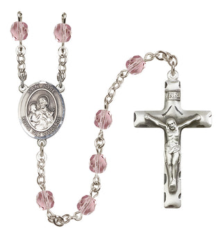 Silver Plated 6mm Fire Polished San Jose Rosary in Light Amethyst
