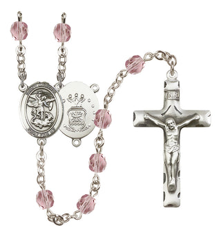 Silver-Plated 6mm Saint Michael / Air Force Rosary