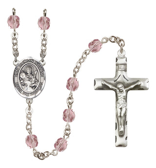 Silver Plated 6mm Fire Polished San Ramon Nonato Rosary in Light Amethyst