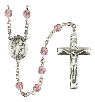 Silver Plated 6mm Fire Polished Saint Richard Rosary in Light Amethyst